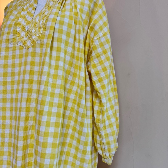 Madewell Yellow Check Gingham Long Sleeve Mini Womens Size L Shift Cotton Casual - Picture 7 of 14